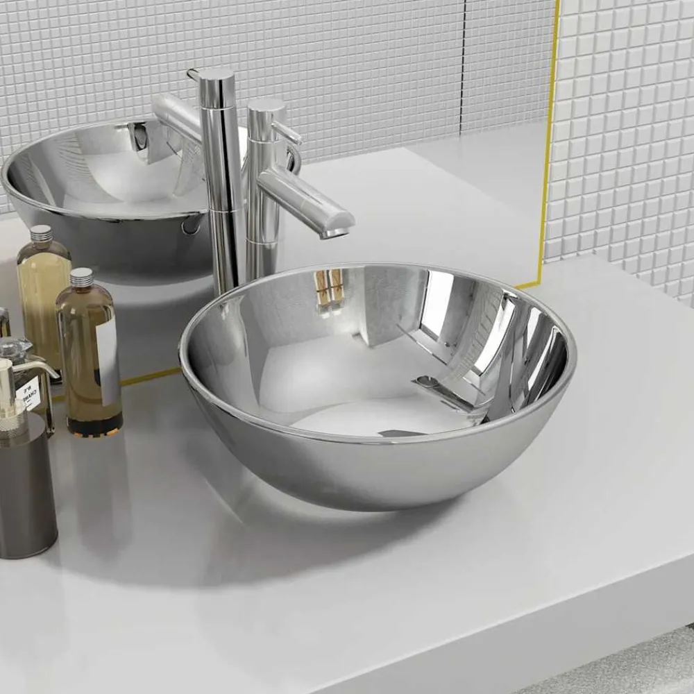 Sanitair & Loodgietersbenodigdheden*vidaXL Wastafel 28x10 cm keramiek kleurig Zilver