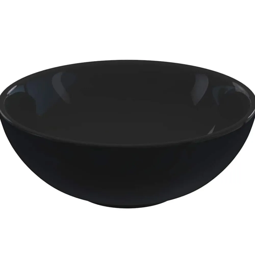 Sanitair & Loodgietersbenodigdheden*vidaXL Wastafel Ø28x10 cm keramiek glanzend Zwart