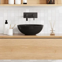Sanitair & Loodgietersbenodigdheden*vidaXL Wastafel Ø28x10 cm keramiek glanzend Zwart