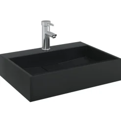 Sanitair & Loodgietersbenodigdheden*vidaXL Wastafel 50x38x11 cm gegoten mineraal/marmer mat Zwart