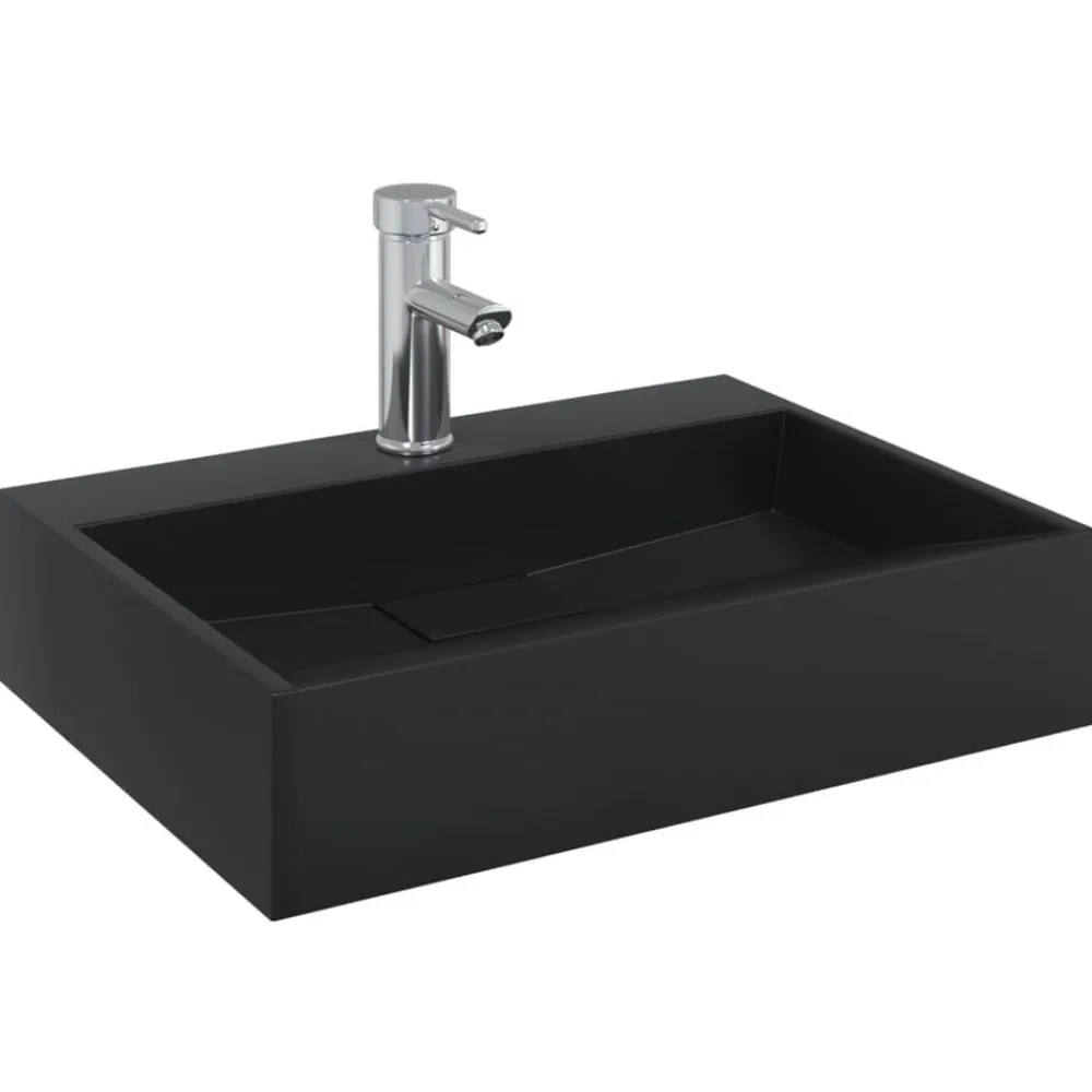 Sanitair & Loodgietersbenodigdheden*vidaXL Wastafel 50x38x11 cm gegoten mineraal/marmer mat Zwart