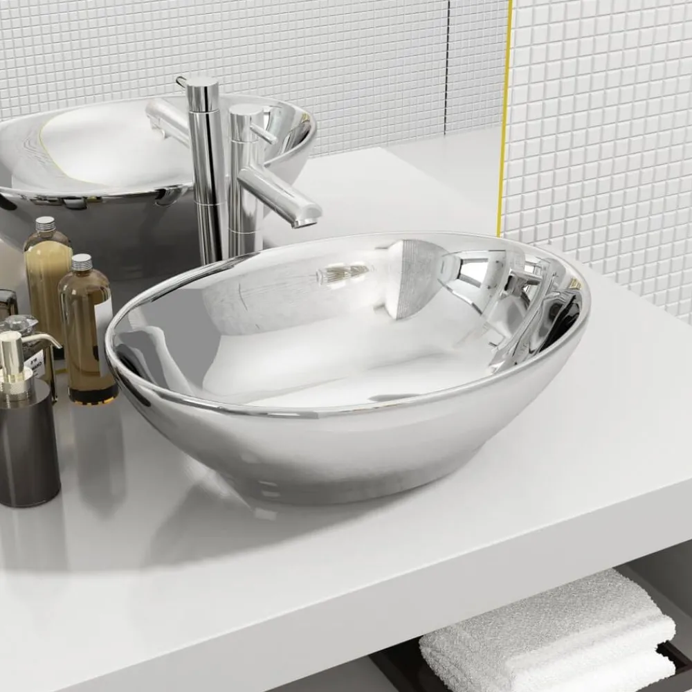 Sanitair & Loodgietersbenodigdheden*vidaXL Wastafel 40x33x13,5 cm keramiek kleurig Zilver