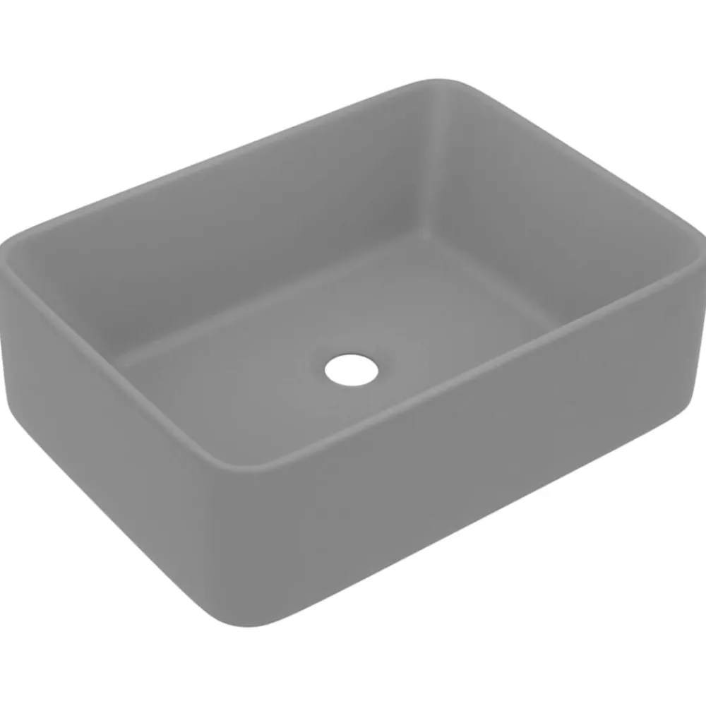 Wastafel 41x30x12 cm keramiek mat lichtgrijs>vidaXL Sale
