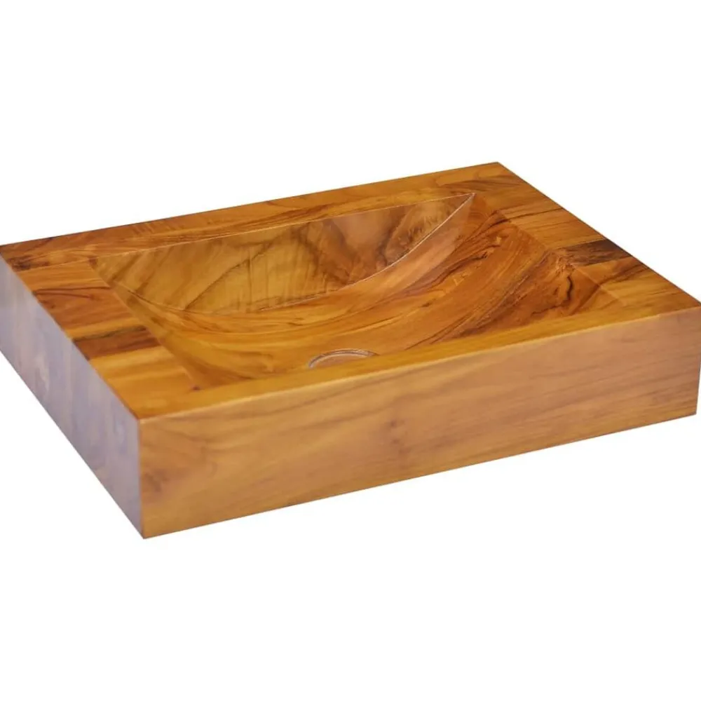 Wastafel 50x35x10 cm massief teakhout>vidaXL Clearance