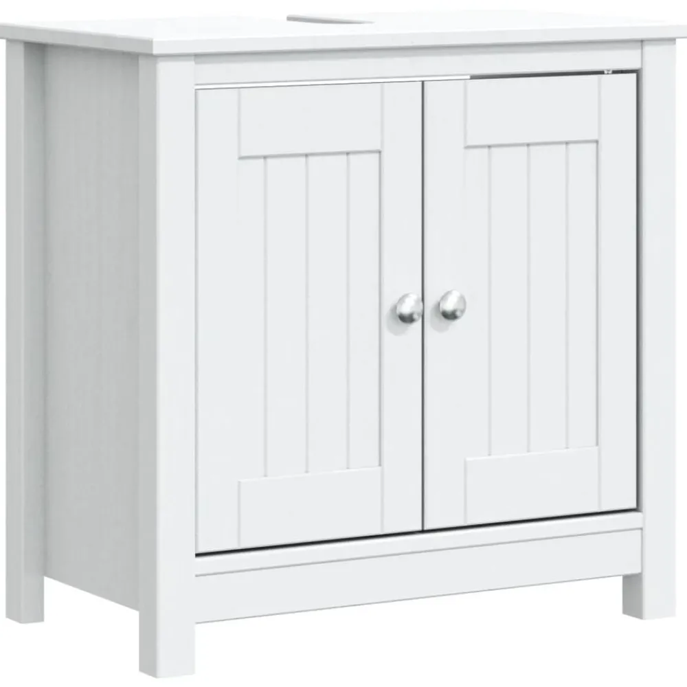 Meubelsets*vidaXL Wastafelkast BERG 60x34x59 cm massief grenenhout Wit