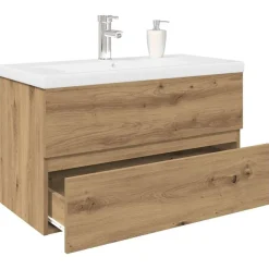 Kasten & Opbergmeubelen*vidaXL Wastafelkast met ingebouwde wasbak en kraan artisanaal eiken artisanaal eikenkleurig