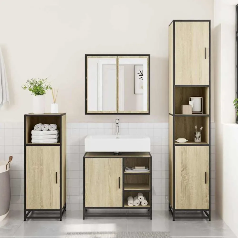 Meubelsets*vidaXL Wastafelkast 65x33x60 cm bewerkt hout Sonoma eiken
