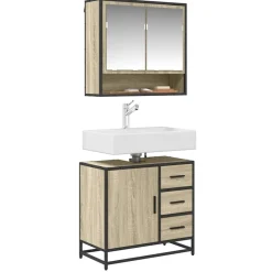 Meubelsets*vidaXL Wastafelkast 65x33x60 cm bewerkt hout kleurig Sonoma eiken