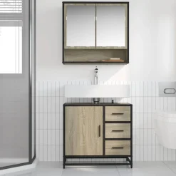 Meubelsets*vidaXL Wastafelkast 65x33x60 cm bewerkt hout kleurig Sonoma eiken