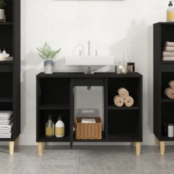 Kasten & Opbergmeubelen*vidaXL Wastafelkast 80x33x60 cm bewerkt hout Zwart