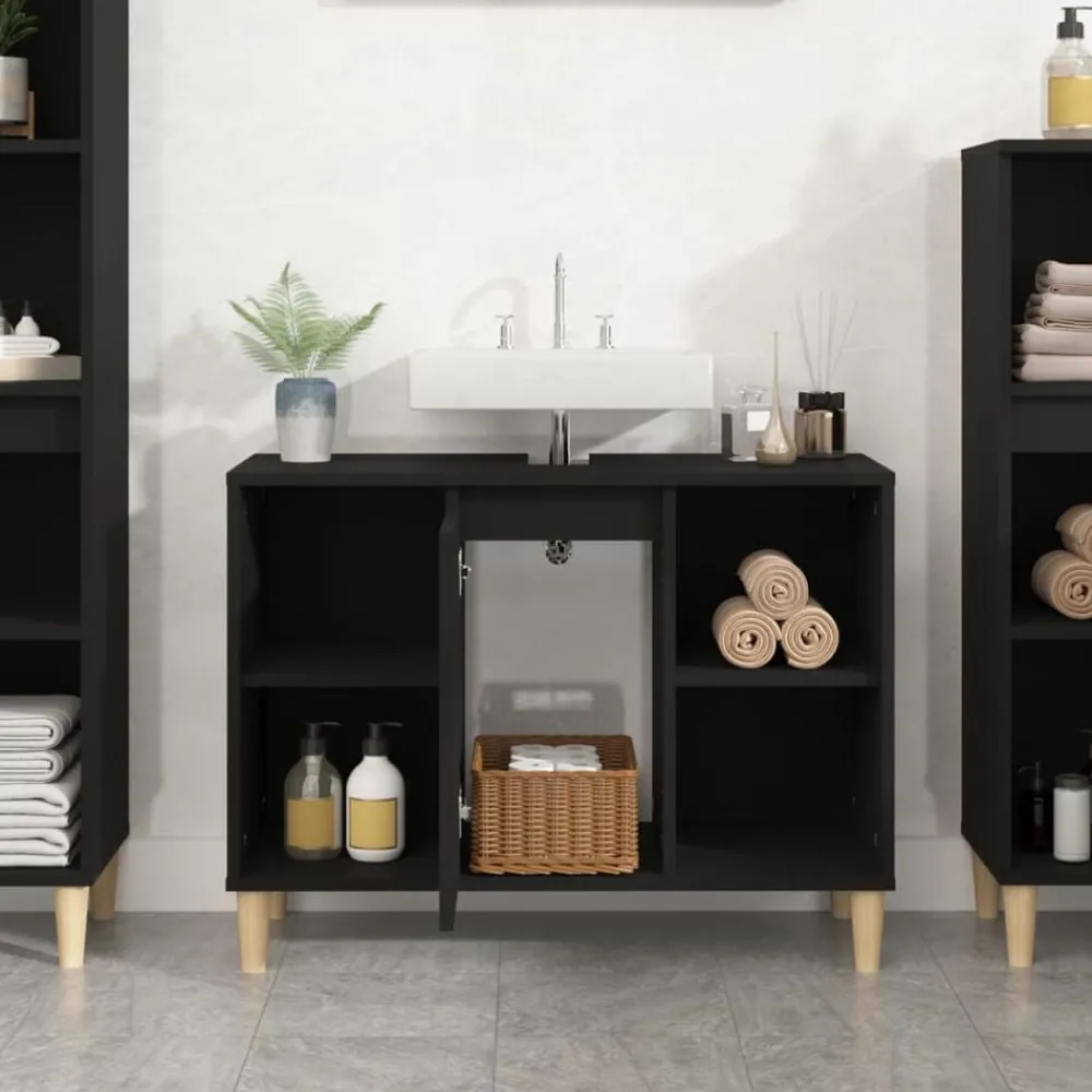 Kasten & Opbergmeubelen*vidaXL Wastafelkast 80x33x60 cm bewerkt hout Zwart