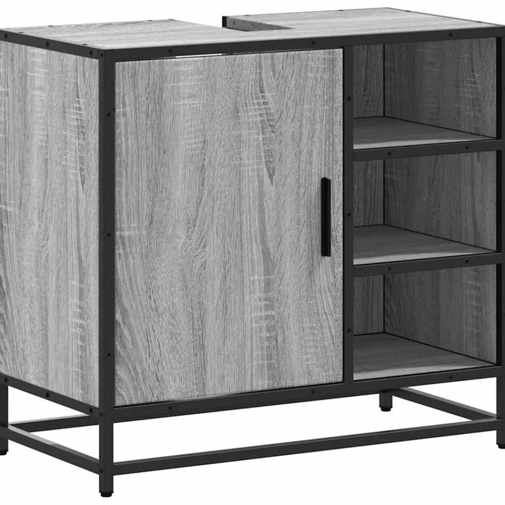Wastafelkast 65x33x60 cm bewerkt hout eikenkleurig>vidaXL Online