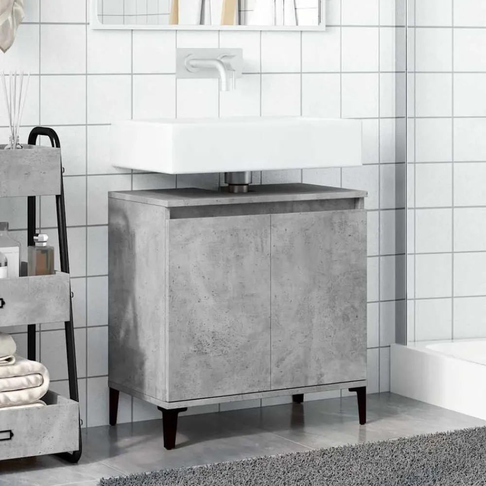 Wastafelkast 58x33x60 cm bewerkt hout betongrijs>vidaXL Best