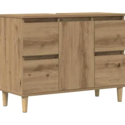 Wastafelkast 80x33x60 cm bewerkt hout artisanaal eikenkleur>vidaXL Clearance
