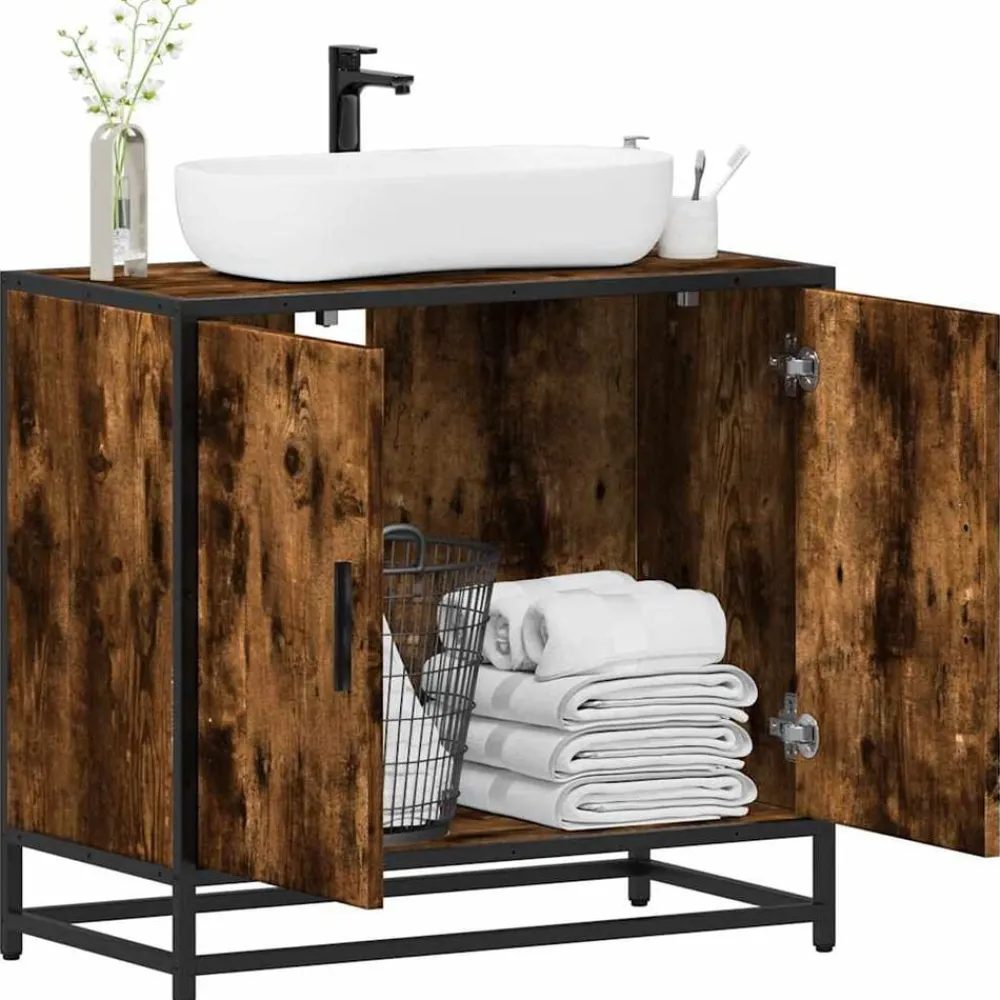 Wastafelkast 65x33x60 cm bewerkt hout kleurig>vidaXL Clearance