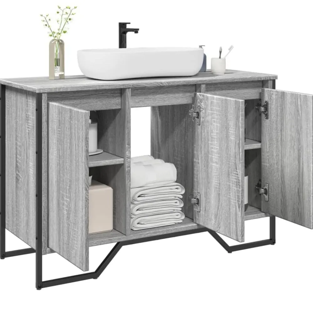 Wastafelkast 91x35x60 cm bewerkt hout eikenkleurig>vidaXL New