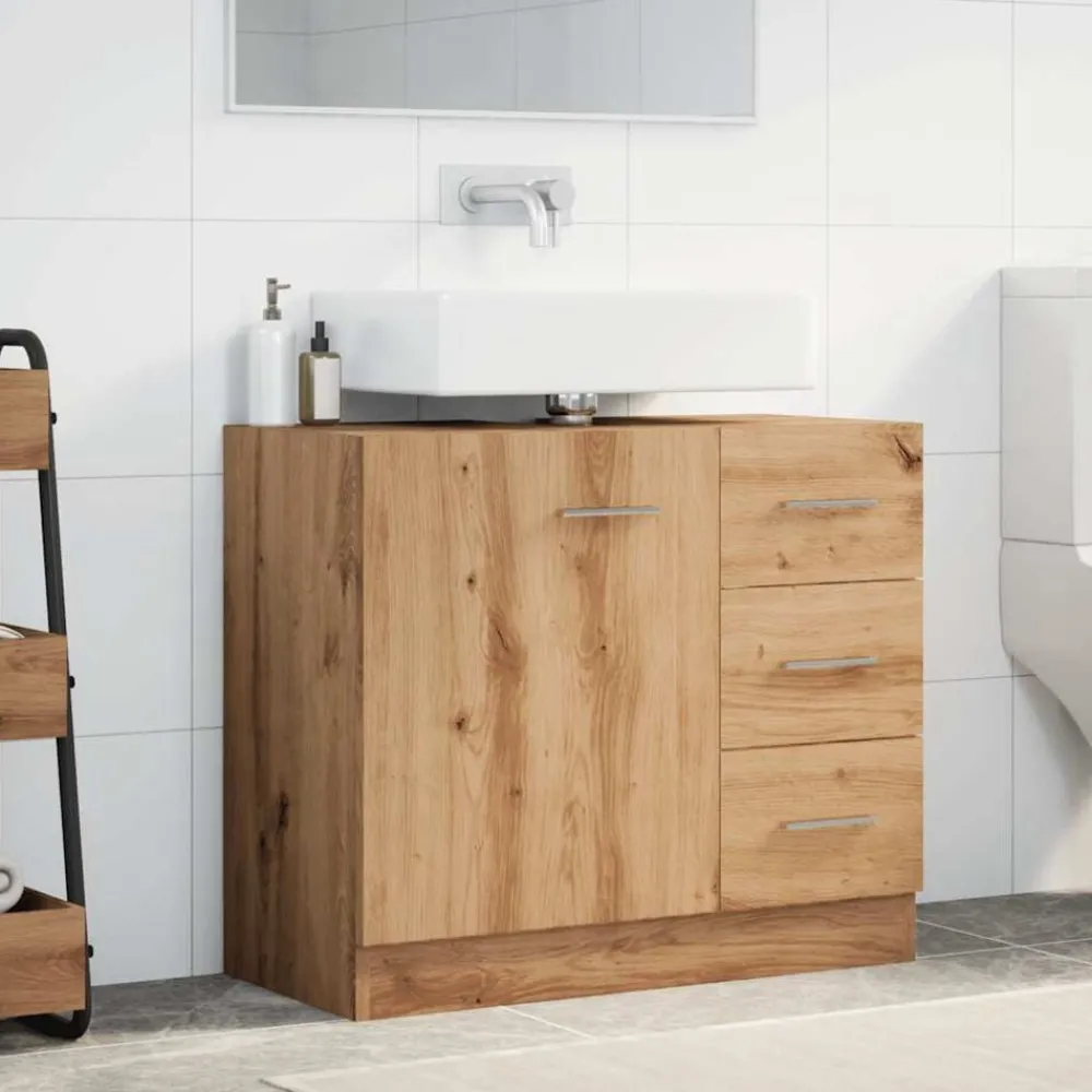 Wastafelkast 63x30x54 cm bewerkt hout artisanaal eikenkleur>vidaXL Discount