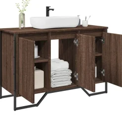 Meubelsets*vidaXL Wastafelkast 91x35x60 cm bewerkt hout ig bruin eikenkleur