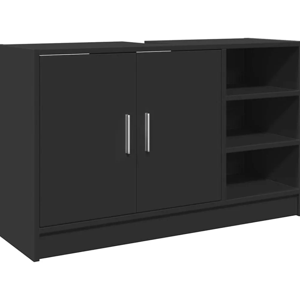 Meubelsets*vidaXL Wastafelkast 90x29x55 cm bewerkt hout Zwart