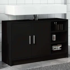 Meubelsets*vidaXL Wastafelkast 90x29x55 cm bewerkt hout Zwart
