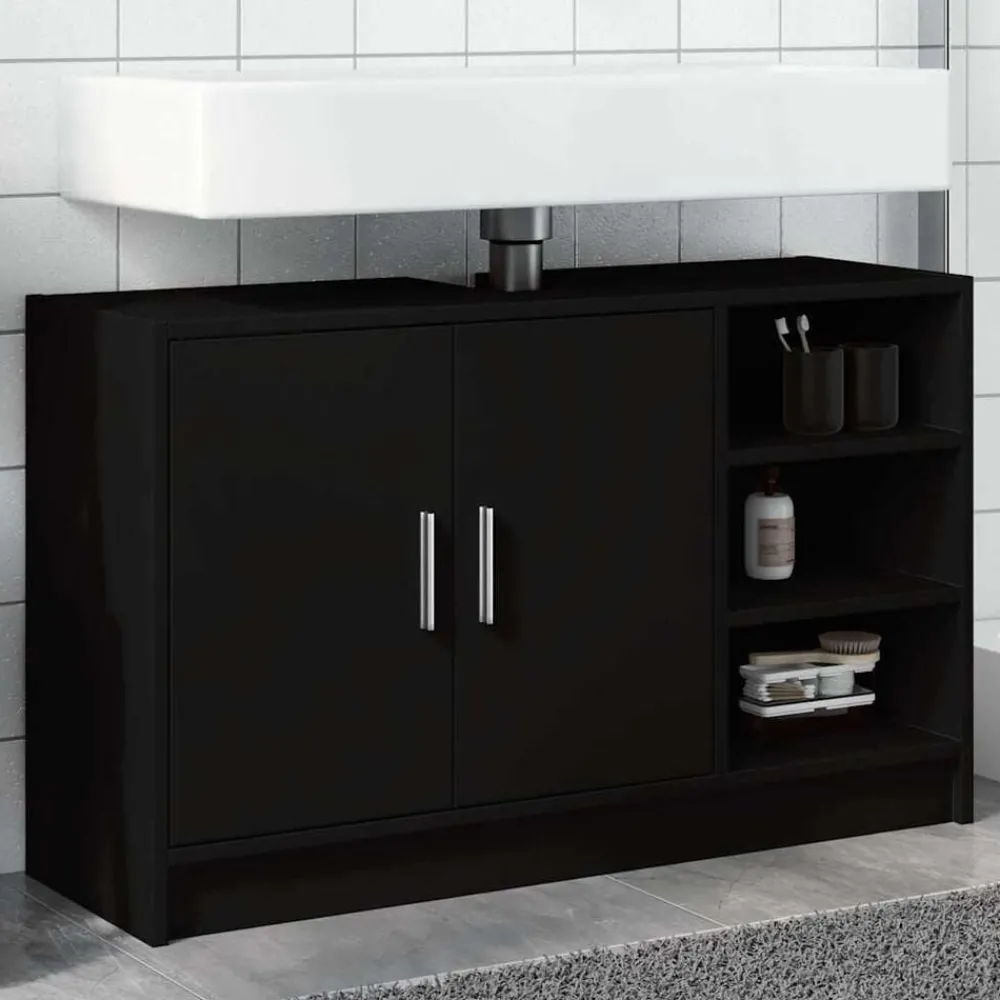 Meubelsets*vidaXL Wastafelkast 90x29x55 cm bewerkt hout Zwart