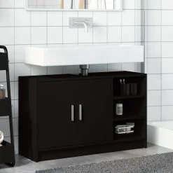 Meubelsets*vidaXL Wastafelkast 90x29x55 cm bewerkt hout Zwart
