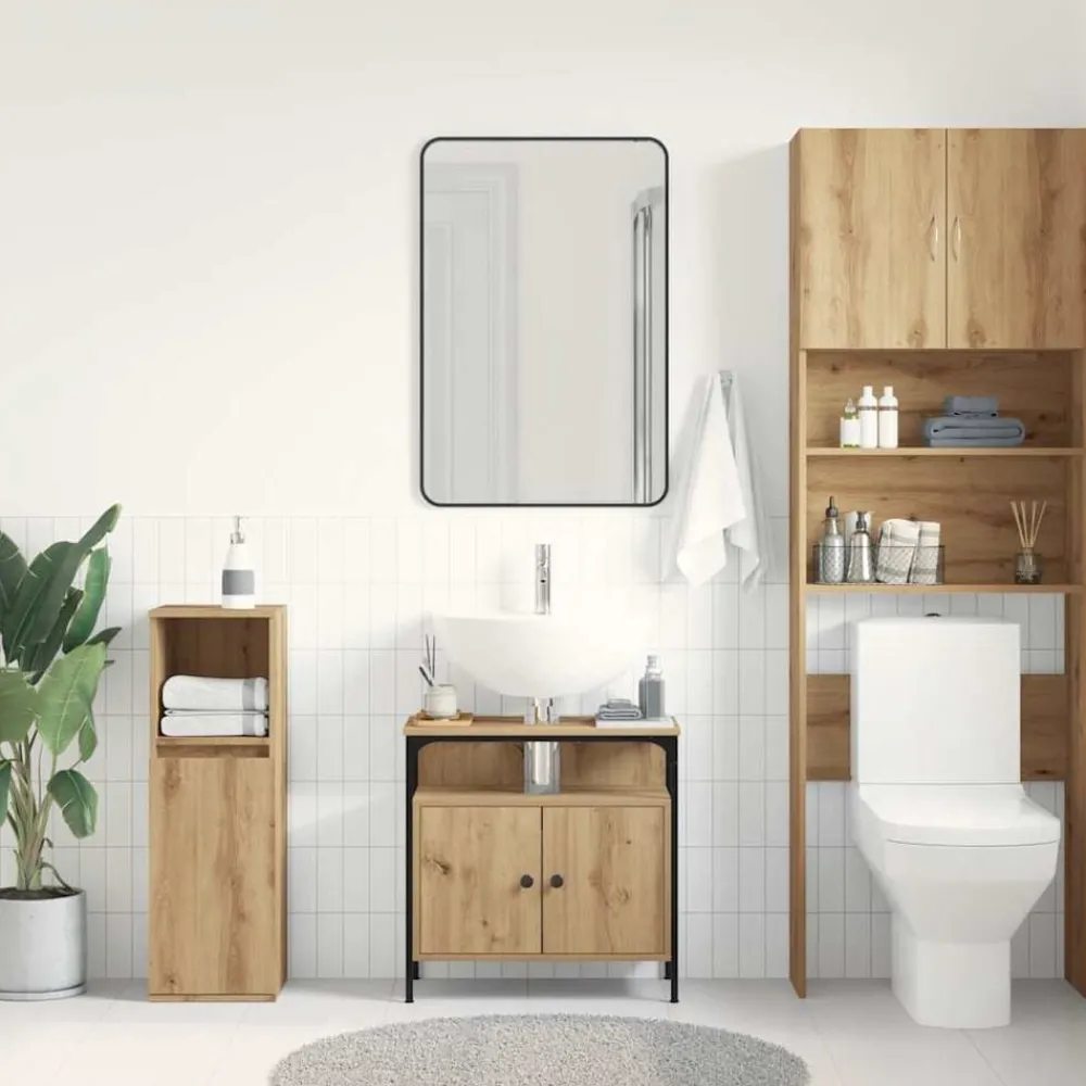 Kasten & Opbergmeubelen*vidaXL Wastafelkast 60x30x60 cm spaanplaat ambachtelijk eikenkleurig artisanaal eikenkleurig