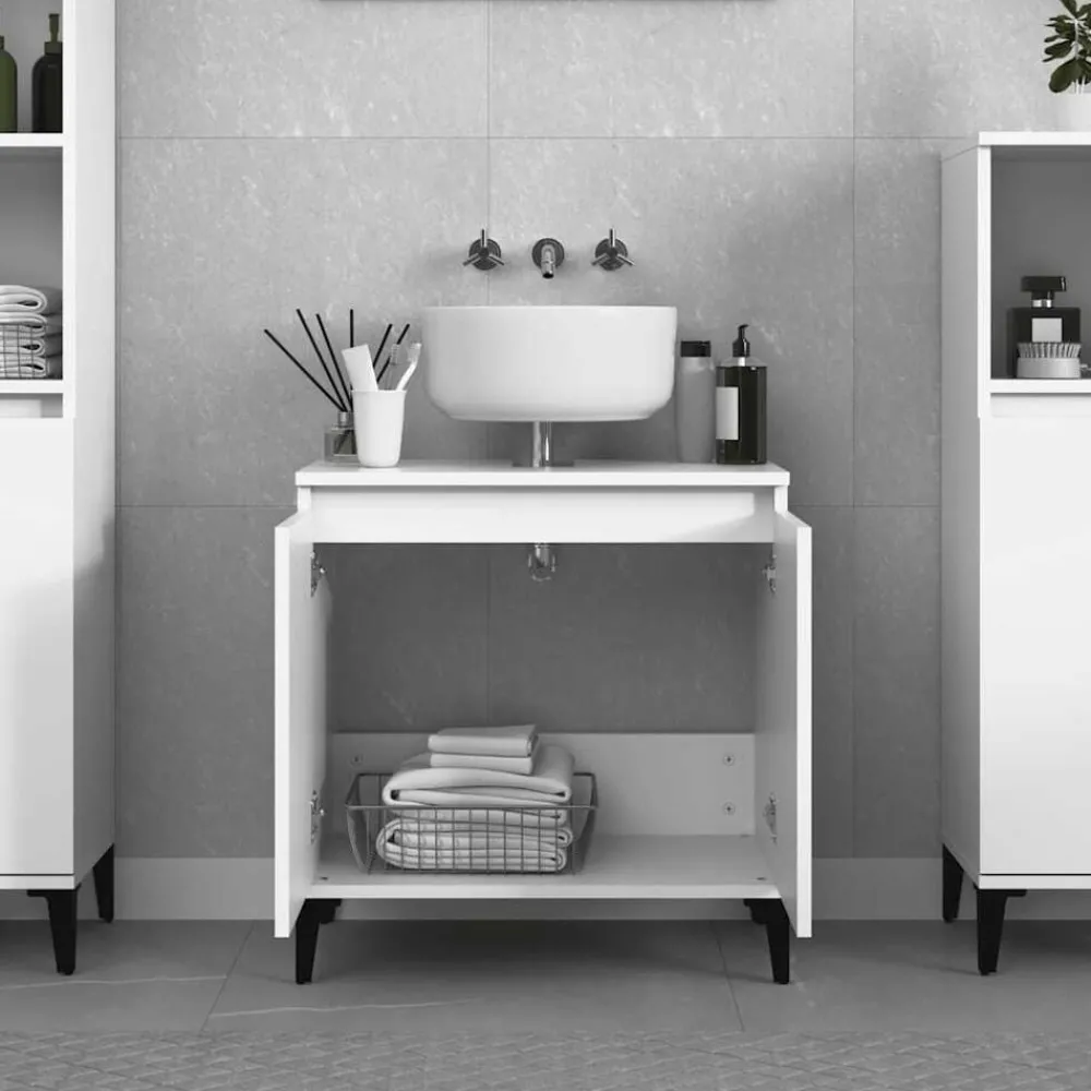 Kasten & Opbergmeubelen*vidaXL Wastafelkast 58x33x60 cm bewerkt hout Wit