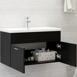 Meubelsets*vidaXL Wastafelkast 80x38,5x46 cm bewerkt hout Zwart