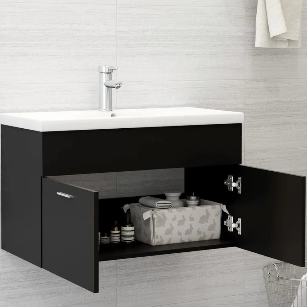 Meubelsets*vidaXL Wastafelkast 80x38,5x46 cm bewerkt hout Zwart