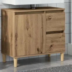 Wastafelkast 65x33x60 cm bewerkt hout>vidaXL New