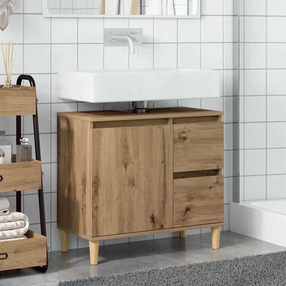 Wastafelkast 65x33x60 cm bewerkt hout>vidaXL New
