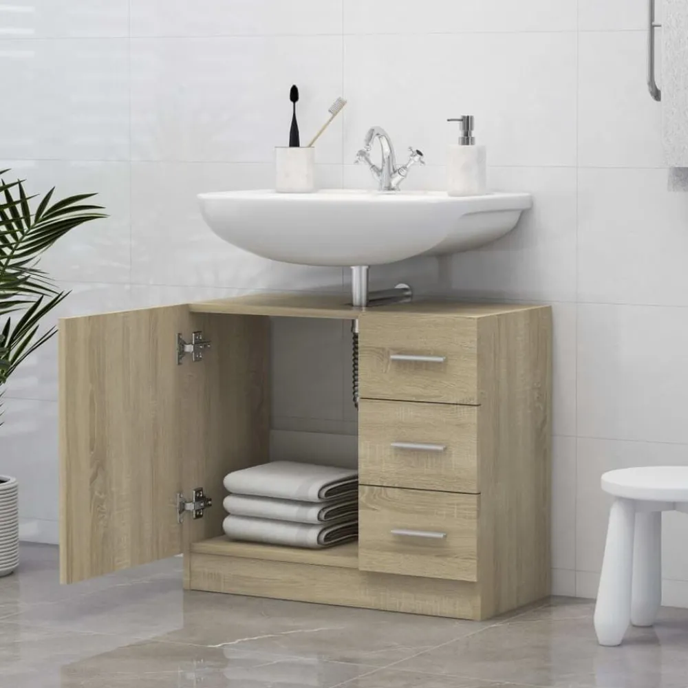 Wastafelkast 63x30x54 cm bewerkt hout kleurig>vidaXL Best