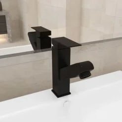 Sanitair & Loodgietersbenodigdheden*vidaXL Wastafelkraan met uittrekfunctie 157x172 mm Zwart