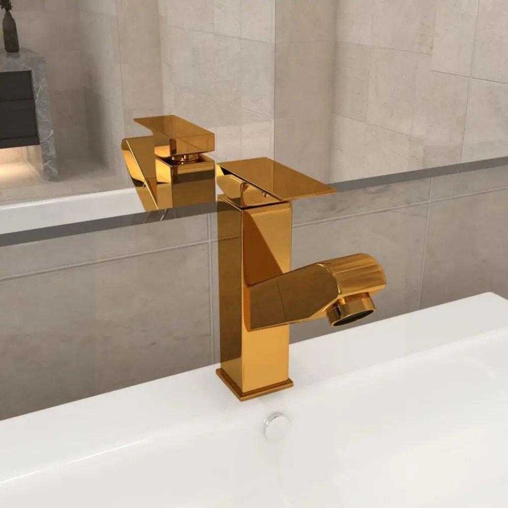 Sanitair & Loodgietersbenodigdheden*vidaXL Wastafelkraan met uittrekfunctie 157x172 mm kleurig Goud