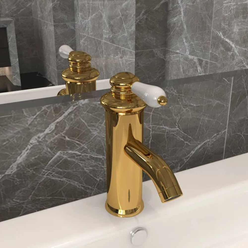 Sanitair & Loodgietersbenodigdheden*vidaXL Wastafelkraan 130x180 mm kleurig Goud