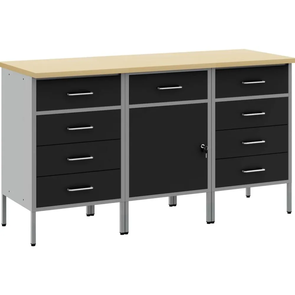 Werk kast met lade 3 pcs en Grijs 150 x 55 x 85 cm>vidaXL