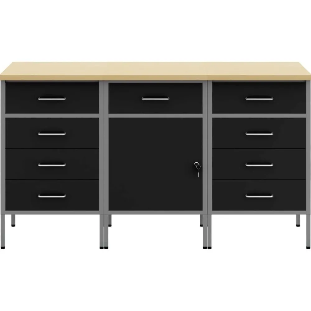 Werk kast met lade 3 pcs en Grijs 150 x 55 x 85 cm>vidaXL