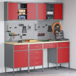 Werk kast met lade 10 pcs Engineered hout en staal>vidaXL Sale
