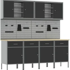 Bouwbeslag*vidaXL Werk kast met lade 10 pcs Engineered hout en staal Zwart