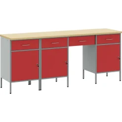 Bouwbeslag*vidaXL Werk kast met lade met slot 4 pcs Engineered hout en staal Rood