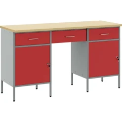 Werk kast met lade met slot 3 pcs Engineered hout en staal>vidaXL Online