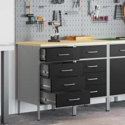 Werk kast met lade 2 pcs en Grijs 100 x 55 x 85 cm>vidaXL Best