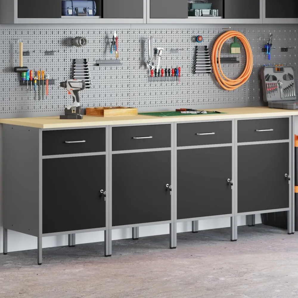 Werk kast met lade 4 pcs en Grijs 200 x 55 x 85 cm>vidaXL Hot