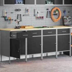 Werk kast met lade 4 pcs en Grijs 200 x 55 x 85 cm><noscript><img width=