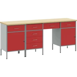 Werk kast met lade met slot 4 pcs Engineered hout en staal>vidaXL Outlet
