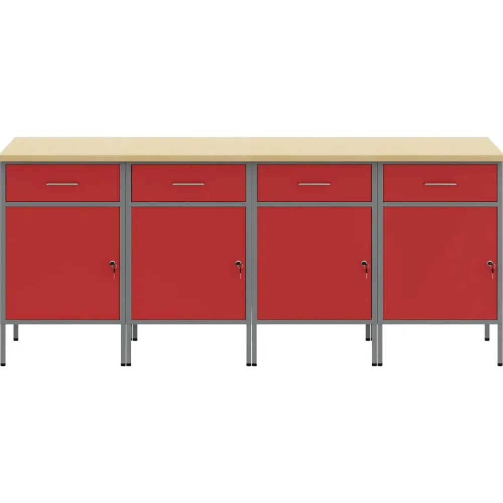 Werk kast met lade 4 pcs en Grijs 200 x 55 x 85 cm>vidaXL Outlet