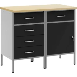 Bouwbeslag*vidaXL Werk kast met lade 2 pcs en Grijs 100 x 55 x 85 cm Zwart