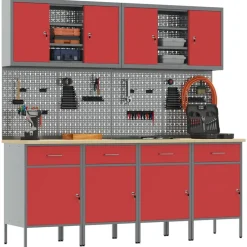 Bouwbeslag*vidaXL Werk kast met lade 10 pcs Engineered hout en staal Rood
