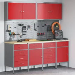 Werk kast met lade 10 pcs Engineered hout en staal>vidaXL Best